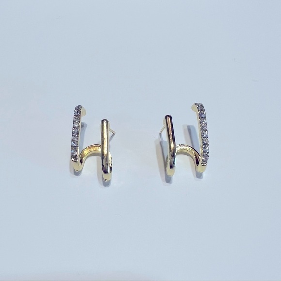 💎NEW Chic Exquisite Geometric Rhinestone & Gold Earrings - Picture 3 of 10